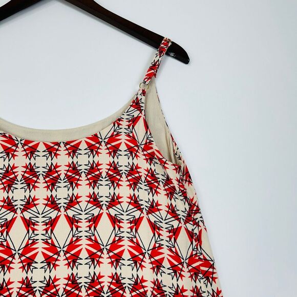 CAbi Mini Slip Dress Size Medium Batik Print V-Neck Summer Tank Shift Red - Picture 10 of 13